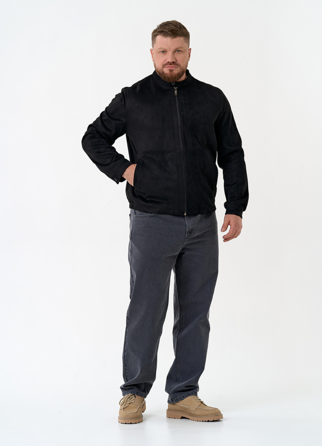 фото Мужская куртка из эко замши черного цвета модель № 30302