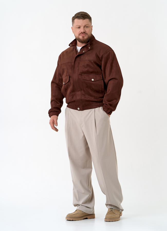 Мужская куртка бомбер из эко замши модель № 32882 в рассрочку