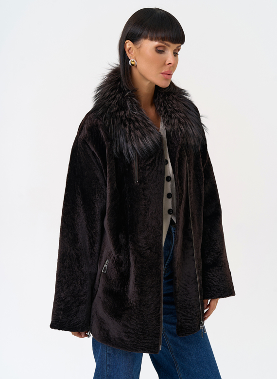 Дубленка натуральная с воротником из меха лисы