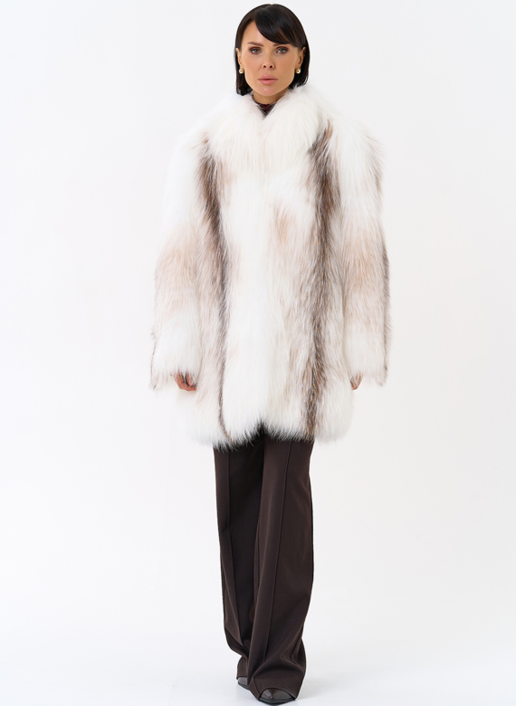 Белая шуба из лисы