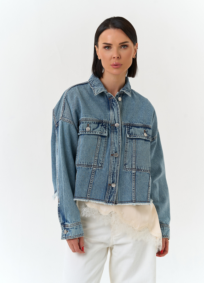 Женская джинсовая куртка модель № 33127 универмаг малина