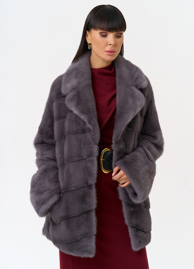 Шуба из меха норки с английским воротником модель № 31649 универмаг малина