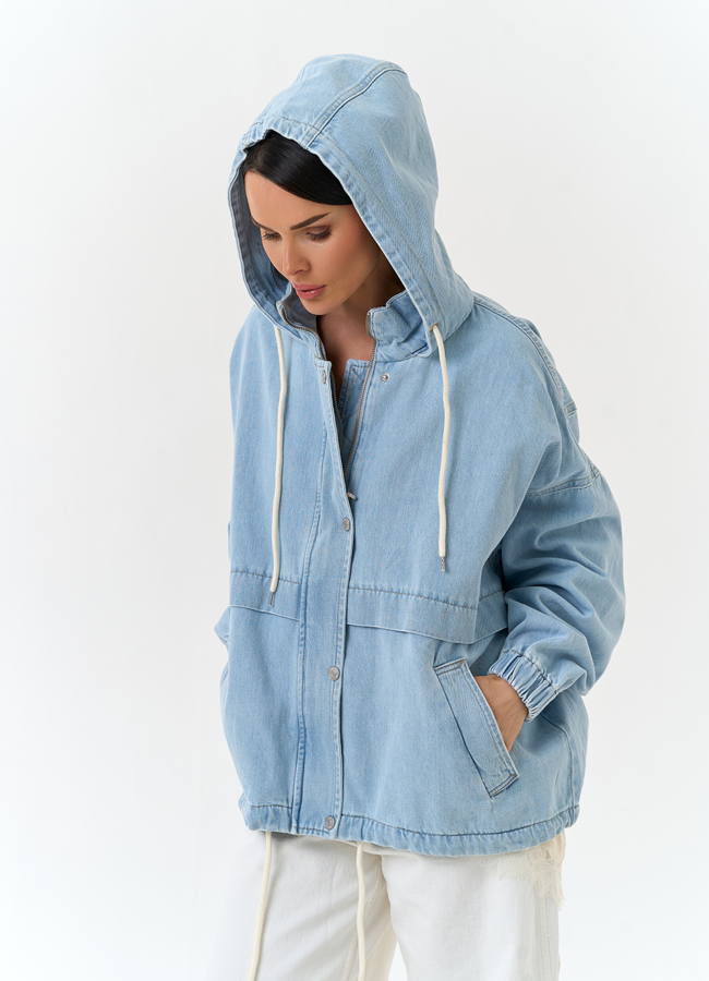 Женская джинсовая куртка с капюшоном модель № 33132 универмаг малина