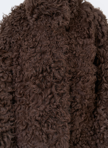 Женская двухсторонняя дубленка с воротником стойкой 