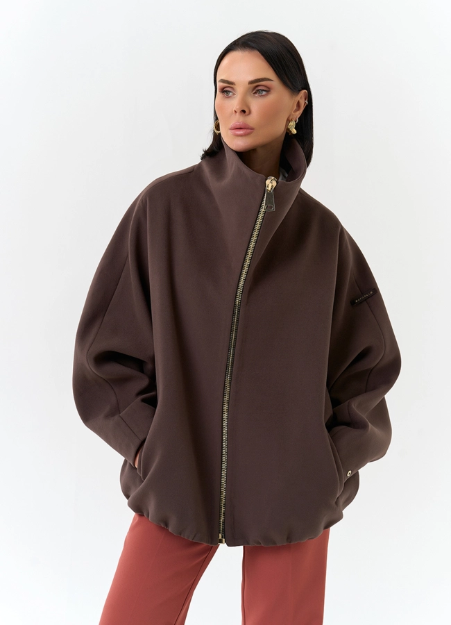 Женское укороченное пальто с высоким воротником модель № 32558 универмаг малина