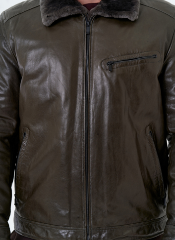 Куртка из натуральной кожи с отделкой из овчины