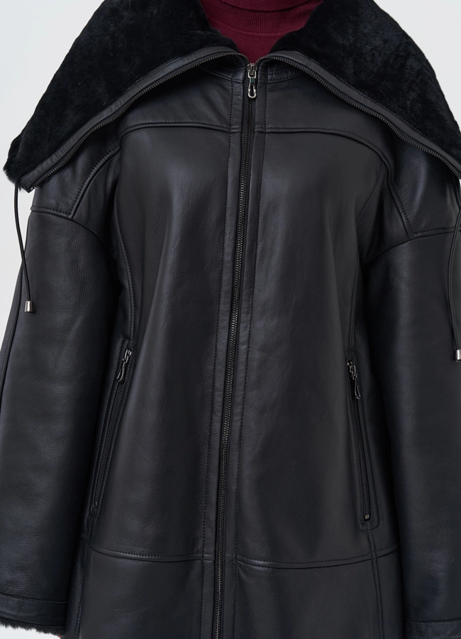 Натуральная дубленка модель № 28693 универмаг малина