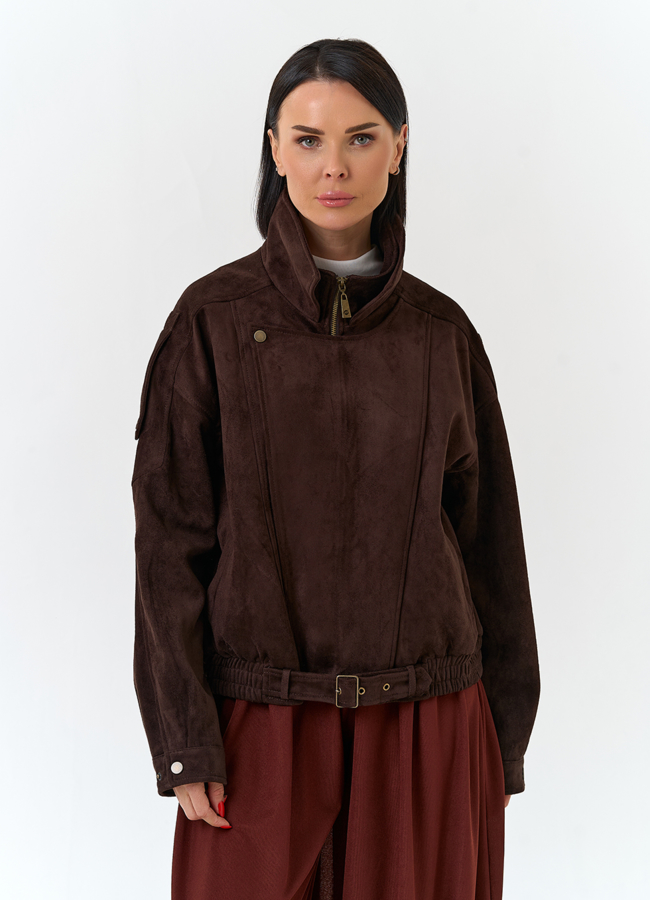 Женская куртка бомбер из эко замши модель № 33031 в кредит