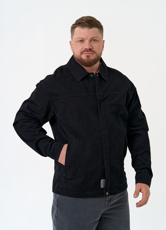 Мужская джинсовая куртка черного цвета модель № 27321 универмаг малина