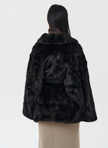 Шуба из меха норки с поясом