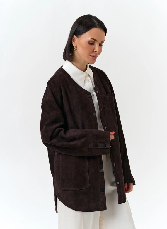 Удлиненная куртка из натуральной замши