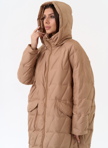 Женское свободное пальто с капюшоном