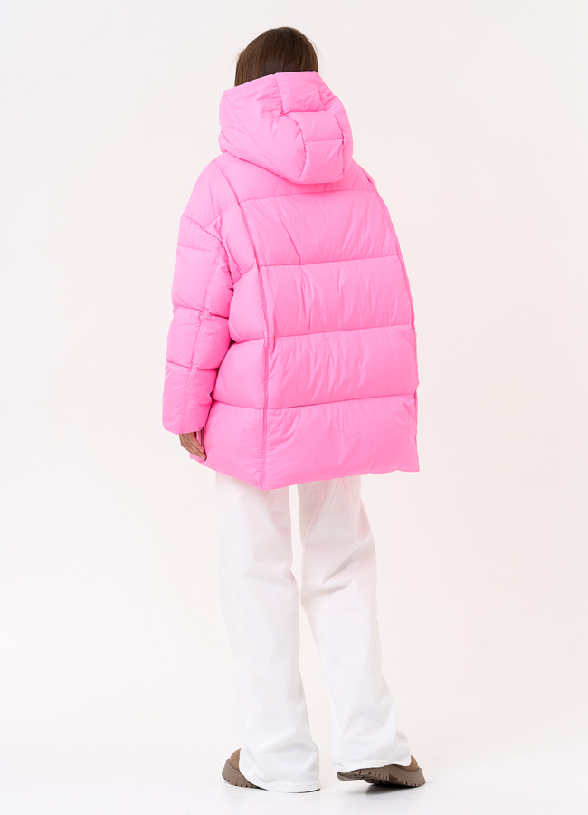Женский яркий пуховик с капюшоном модель № 31590 в рассрочку