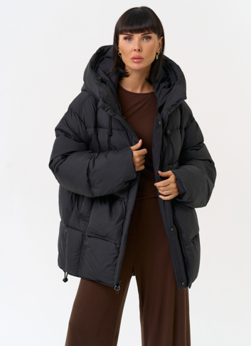 Двухсторонний женский пуховик с капюшоном