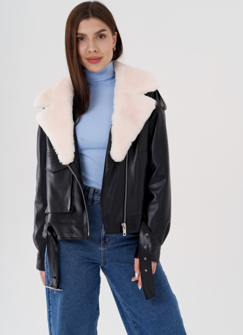 Куртка косуха на утеплении со съемным натуральным мехом