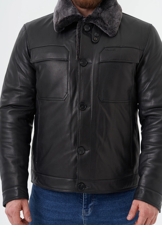 Мужская куртка из натуральной кожи модель № 28072 универмаг малина