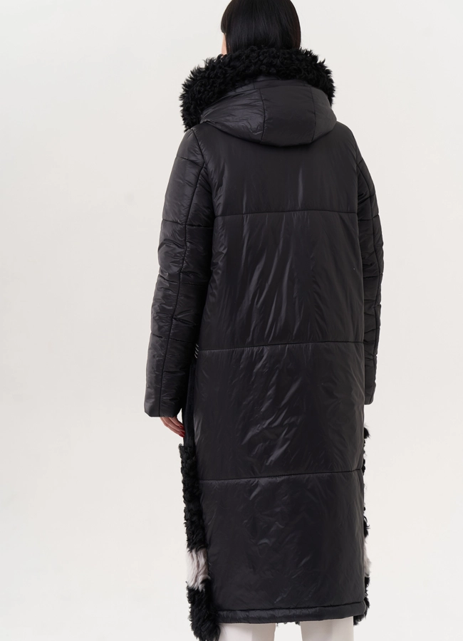 Комбинированный пуховик с капюшоном модель № 26913 универмаг малина