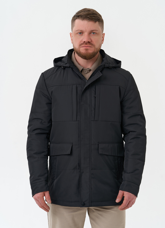 Мужская утепленная куртка с капюшоном модель № 30274 меха малина