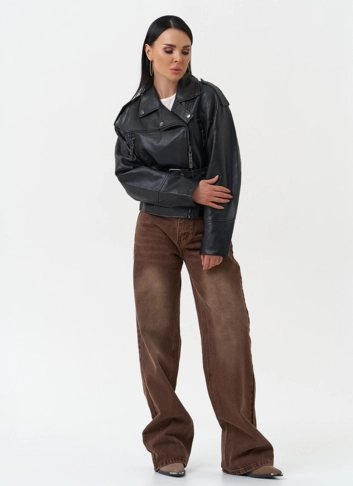 Куртка косуха из эко кожи черного цвета