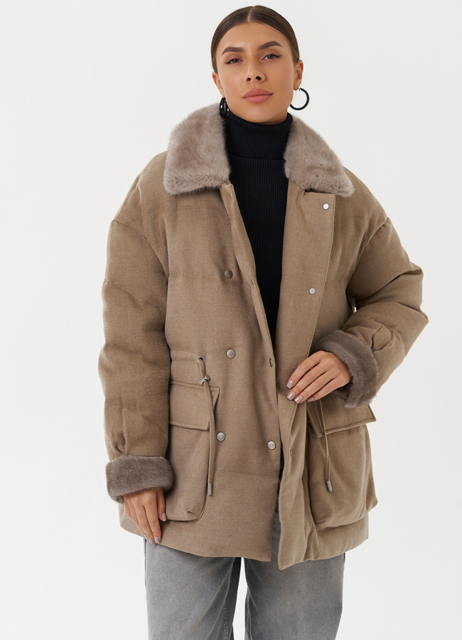 Полупальто с отделкой из меха норки модель № 28834 универмаг малина