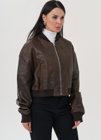 Куртка "бомбер" из натуральной кожи