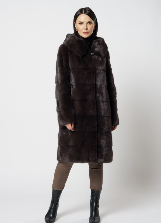 Норковая шуба с капюшоном трансформер 4 в 1 модель № 25925 в рассрочку