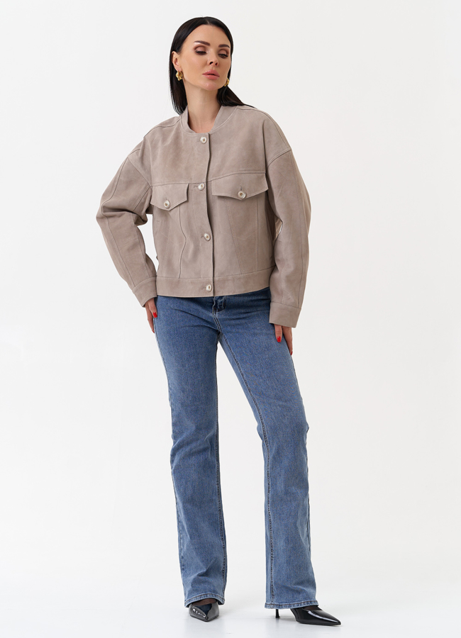 фото Светлая куртка из замши модель № 29927