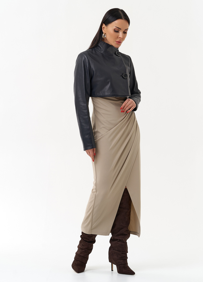 Плащ трансформер из натуральной кожи модель № 22453 универмаг малина