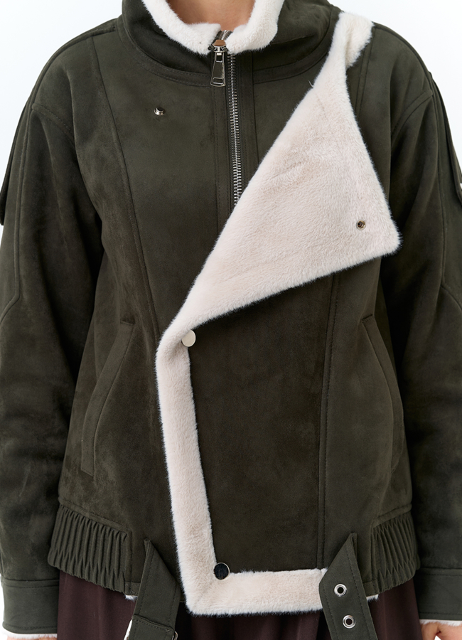 Женская дубленка бомбер из эко замши модель № 32693 универмаг малина