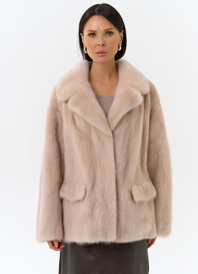 Шуба из меха норки с английским воротником модель № 31830 универмаг малина