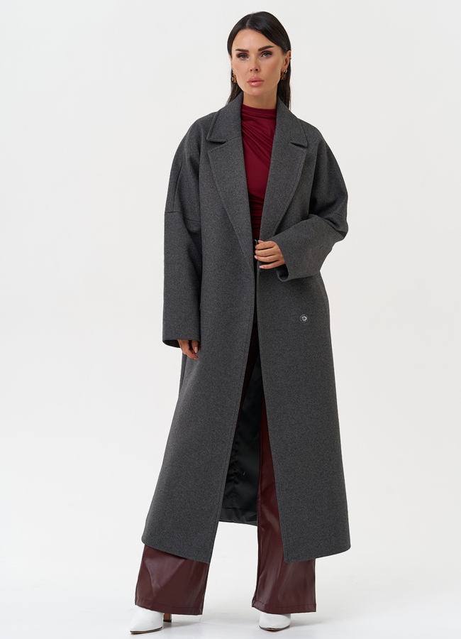 Длинное женское пальто с поясом модель № 31211 в кредит