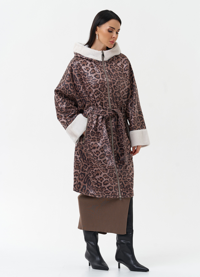 Женская дубленка из эко замши с поясом модель № 30203 универмаг малина