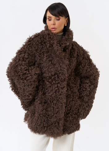 Женская двухсторонняя дубленка с воротником стойкой Женская двухсторонняя дубленка с воротником стойкой