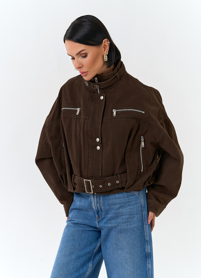 Женская короткая джинсовая куртка модель № 32825 в рассрочку