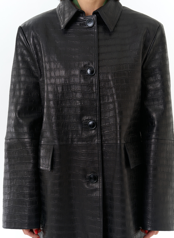 Женский плащ из натуральной кожи 