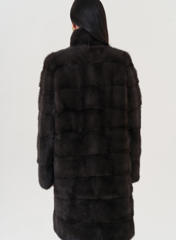 Шуба из норки с воротником стойка